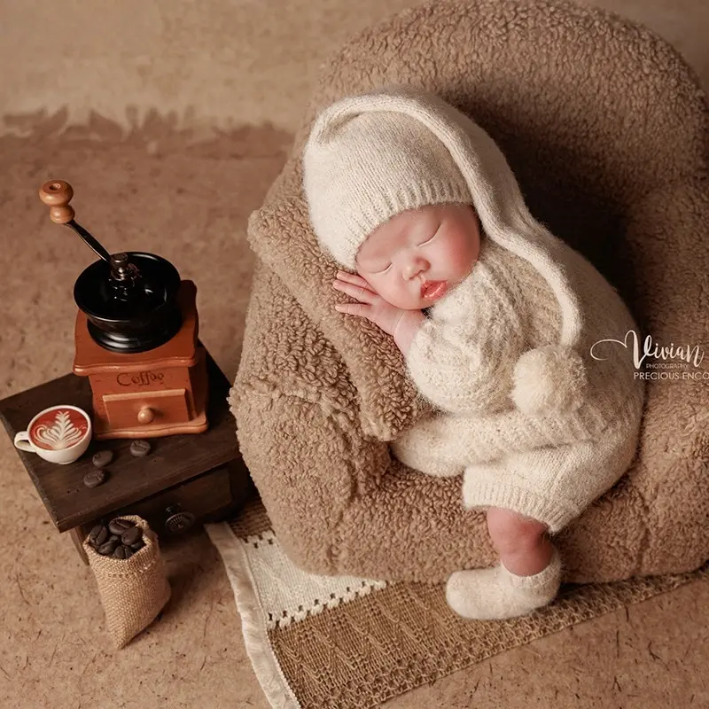 Vintage Coffee Knitted Theme Set - Newborn Photography Props - Image 2